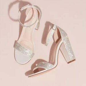 Crystal Block Heel Sandals with Shimmering Accents
